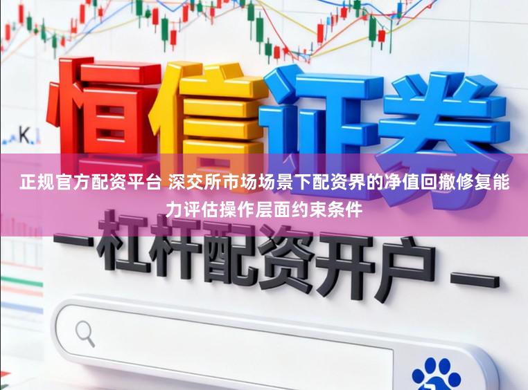正规官方配资平台 深交所市场场景下配资界的净值回撤修复能力评估操作层面约束条件