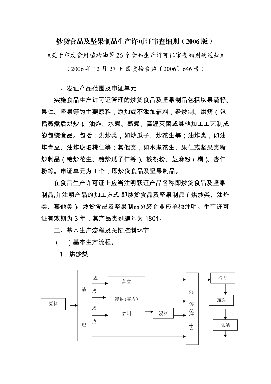 1801炒货食品及坚果制品生产许可证审查细则(2016版.